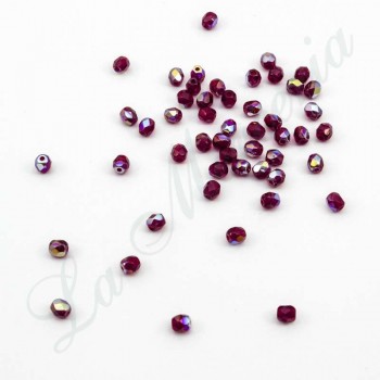 Faceted pearls - 4 mm. - Ruby 60